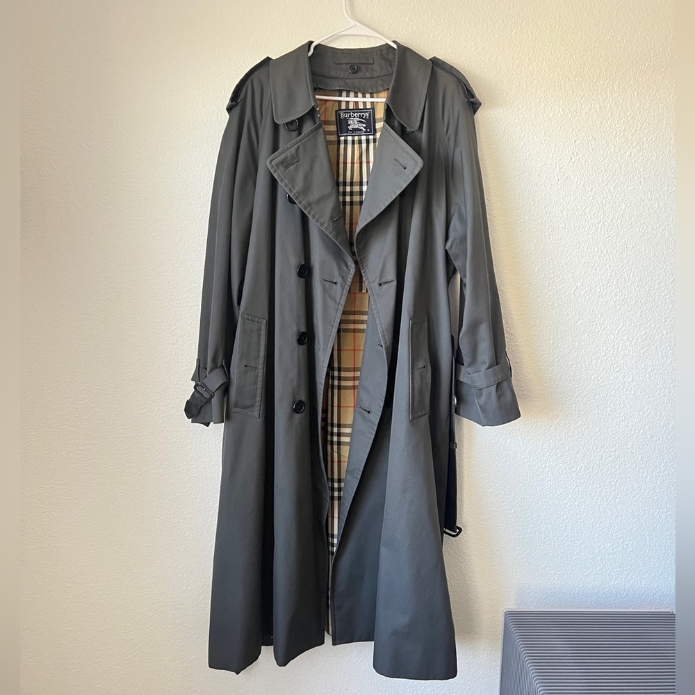 Authentic Burberry Trench Coat – Gray – 44 Regular – Made in England